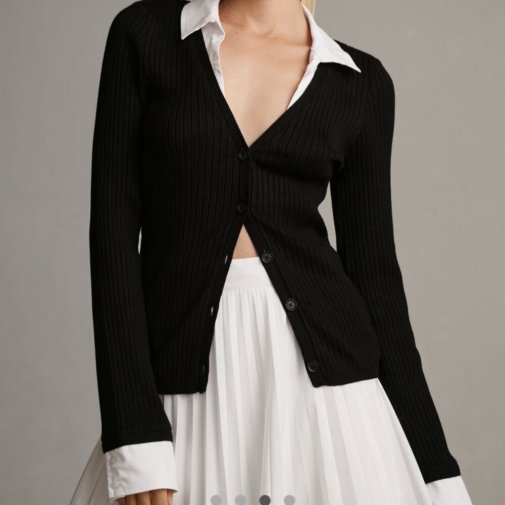 Maeve Layered Ribbed Cardigan Sweater